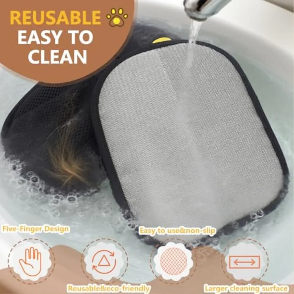 Electrostatic Pet Hair Removal Glove Reusable Five-Finger Design Grooming Tool